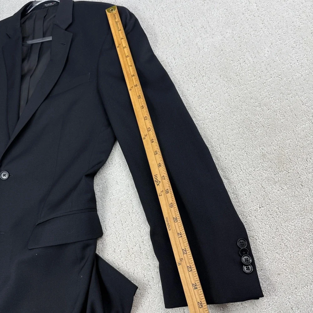 John Varvatos USA Blazer Vest Set Mens 42R Navy 100% Wool 2pc Suit Jacket 12994